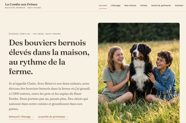 Site d’élevage de Bouvier Bernois, modèle terroir : Le chaleureux, par OWAG